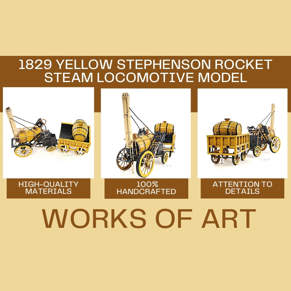 1829 Yellow Stephenson Rocket Steam Locomotive