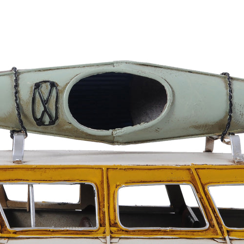 Ford Country Squire woody wagon with kayak, handmade metal model – view 2