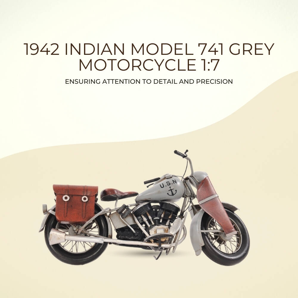 1942 Indian Model 741 Grey Motorcycle 1:7