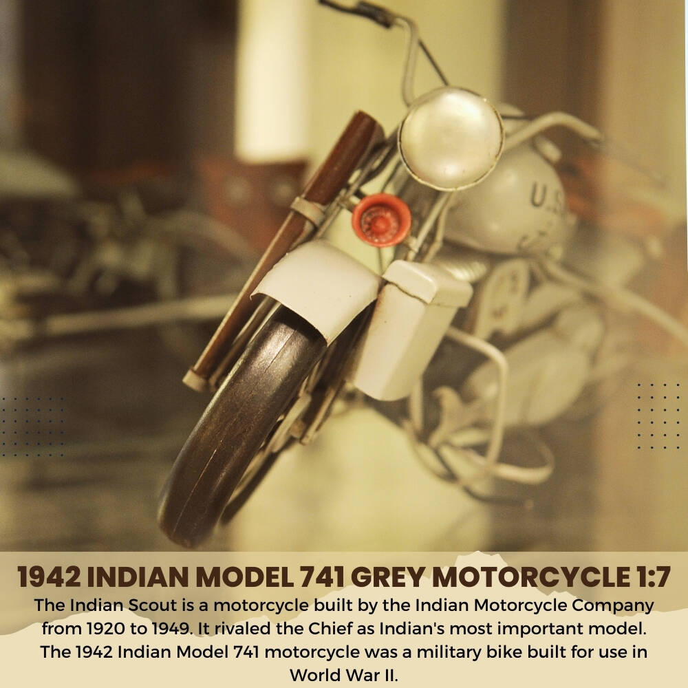 1942 Indian Model 741 Grey Motorcycle 1:7