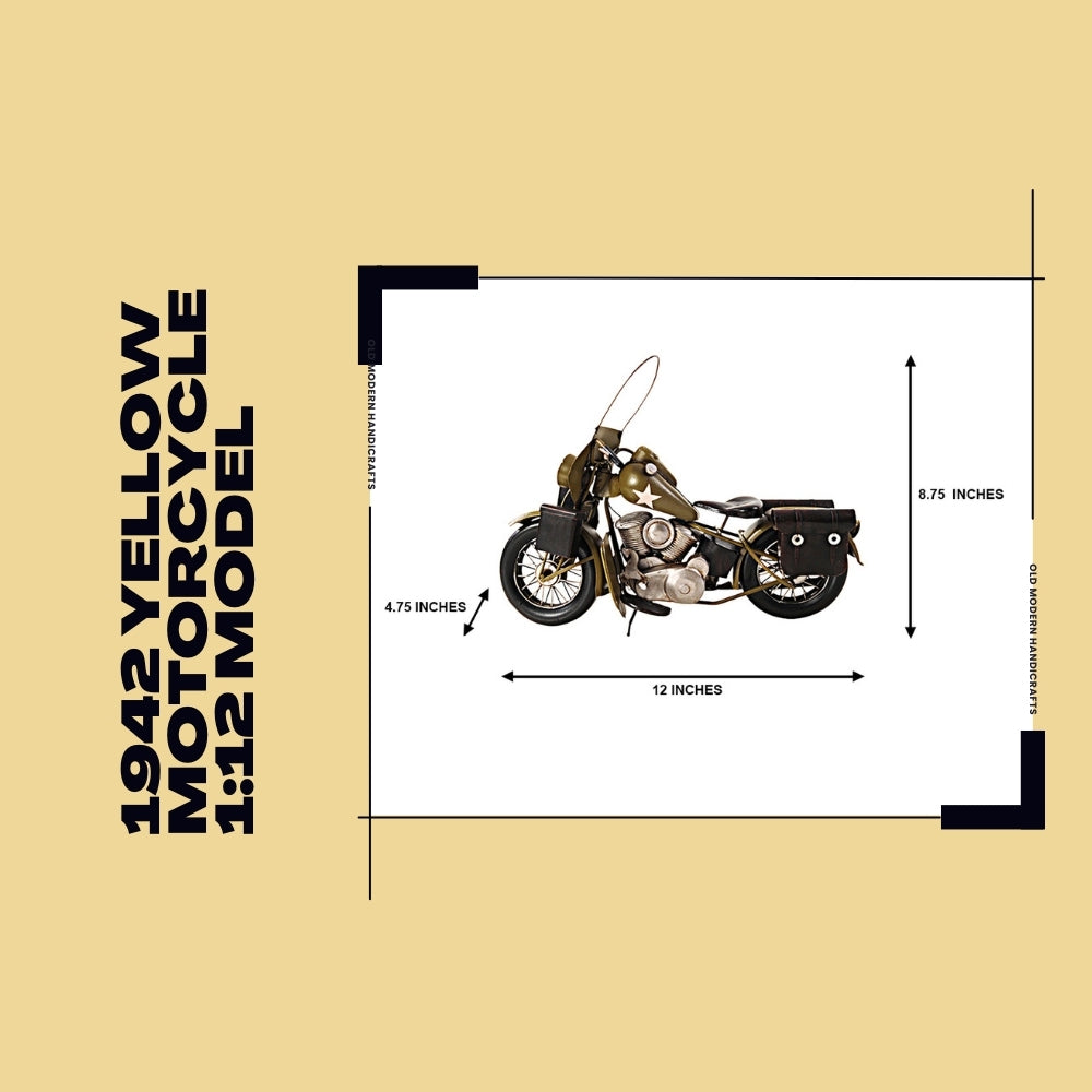 1942 Yellow Motorcycle 1:12