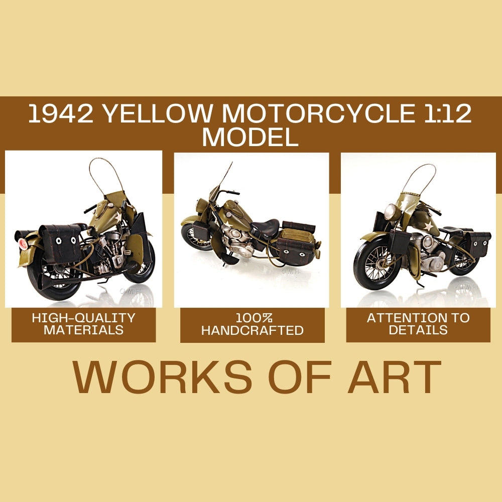 1942 Yellow Motorcycle 1:12