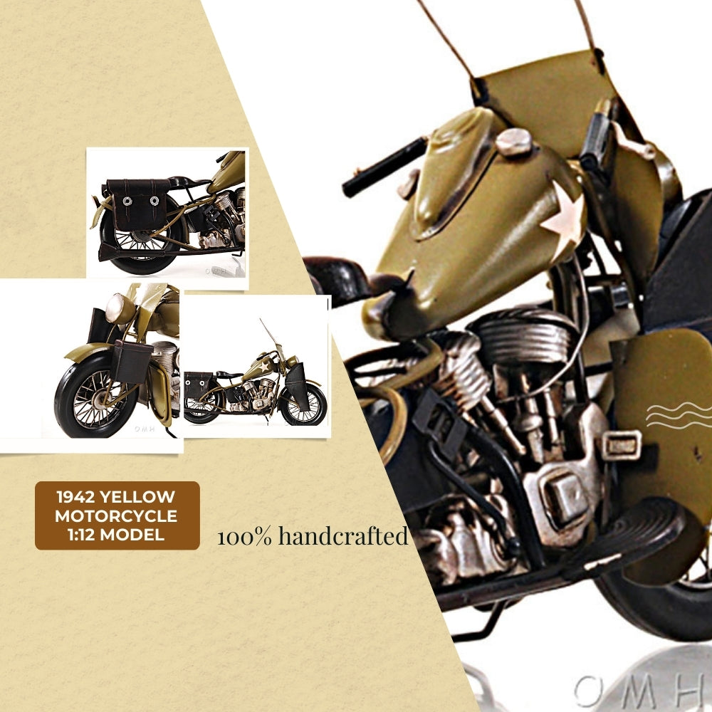 1942 Yellow Motorcycle 1:12
