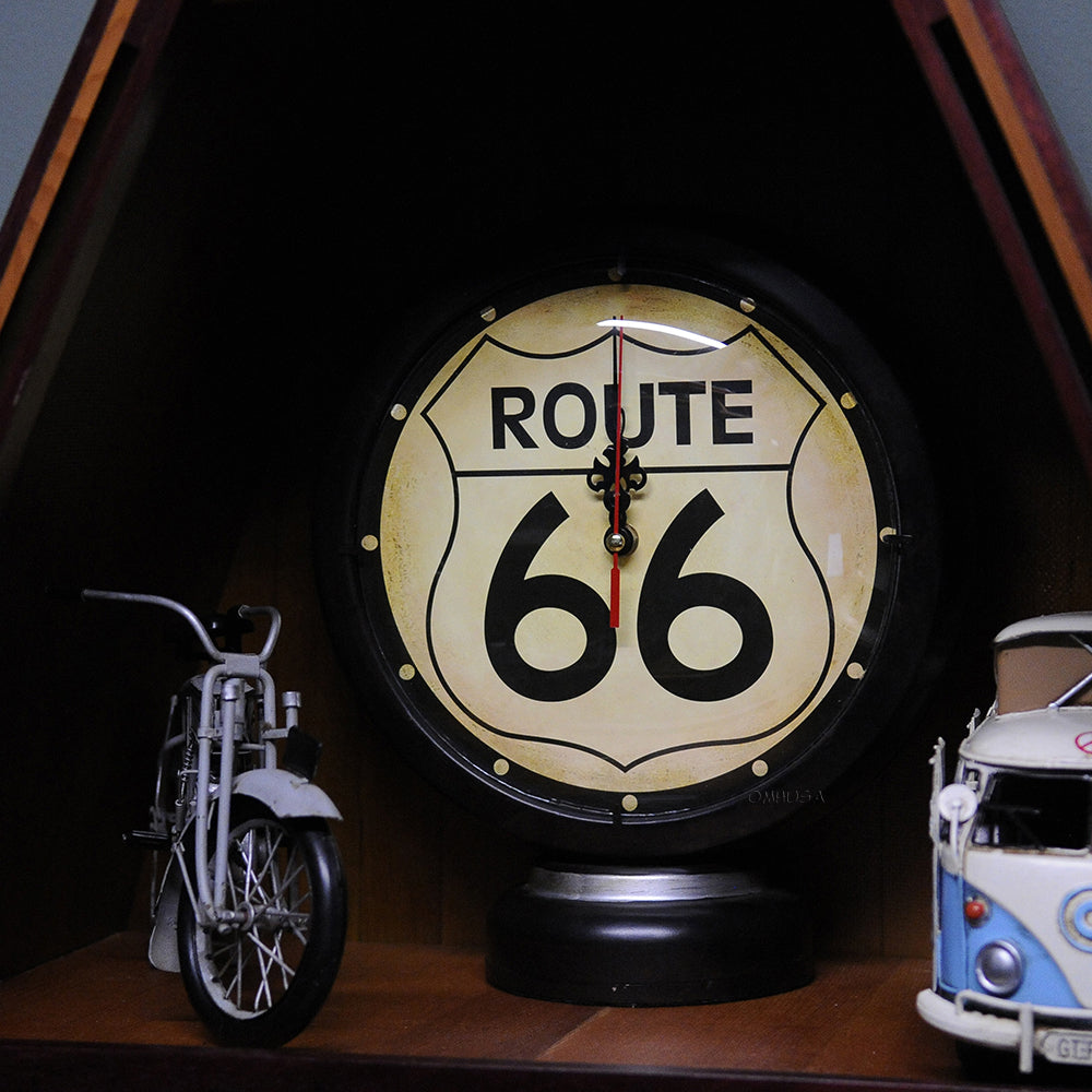 Black Gasoline 66 Gas Pump Clock