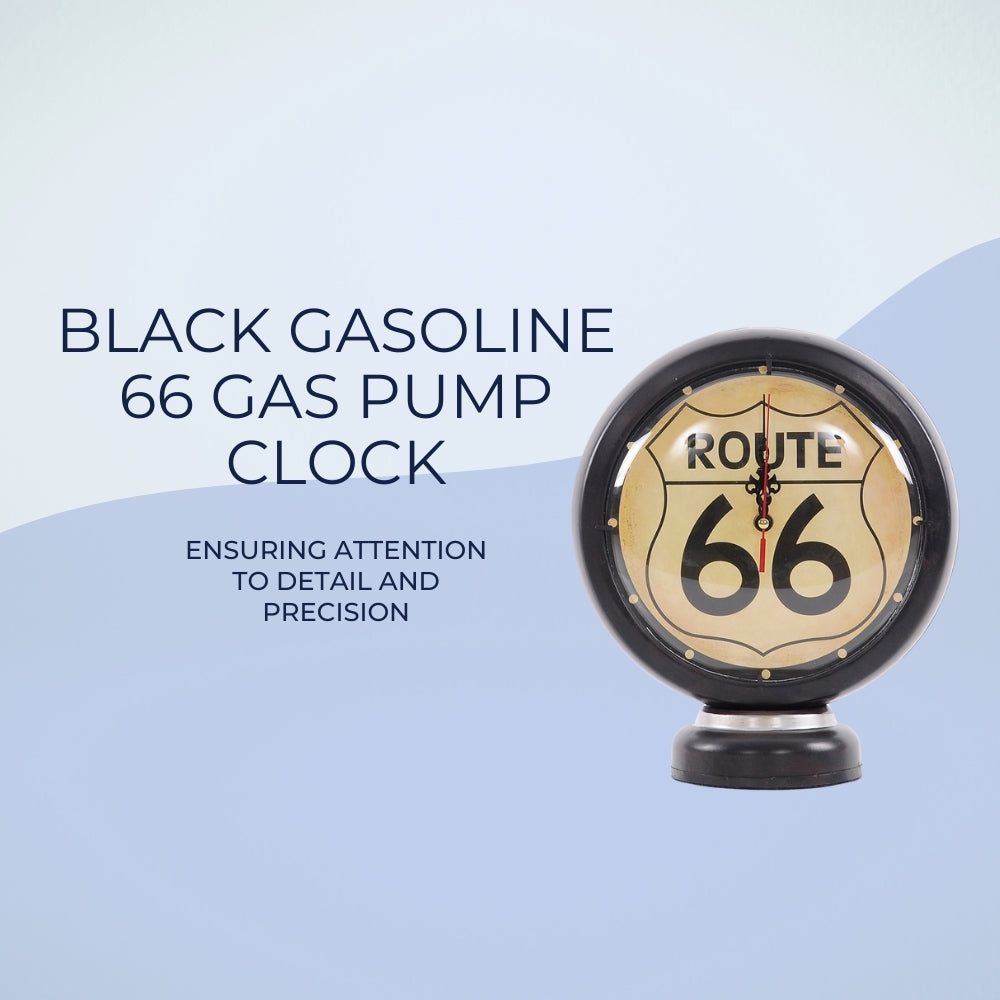 Black Gasoline 66 Gas Pump Clock