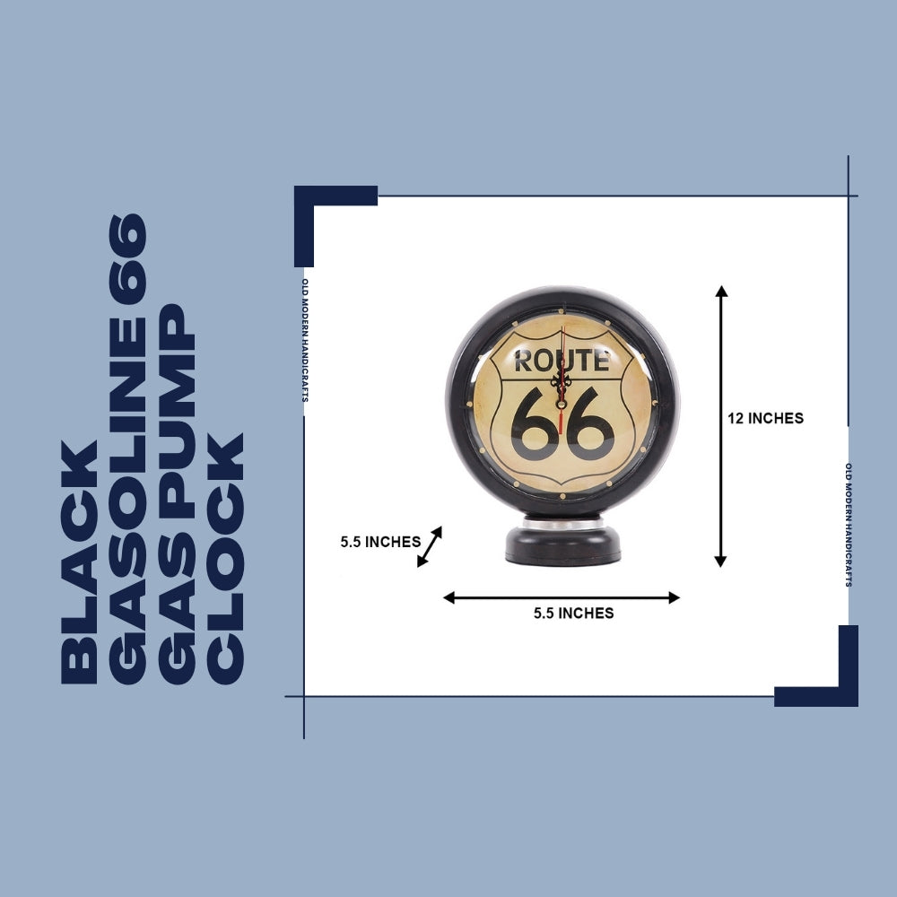 Black Gasoline 66 Gas Pump Clock