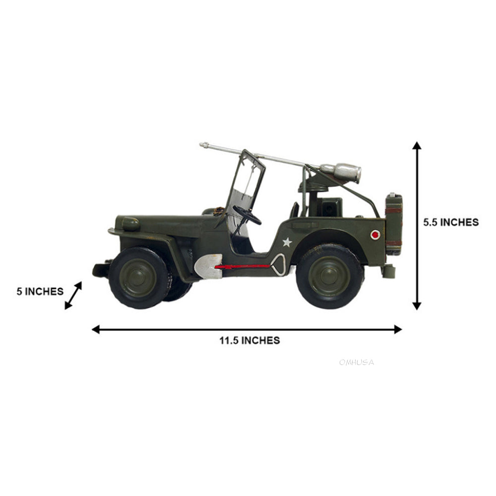 1941 Willys MB Overland Jeep Green Metal Handmade