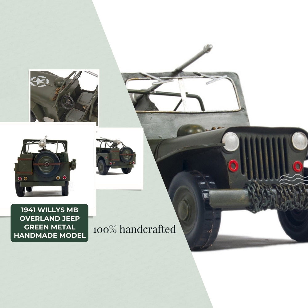 1941 Willys MB Overland Jeep Green Metal Handmade