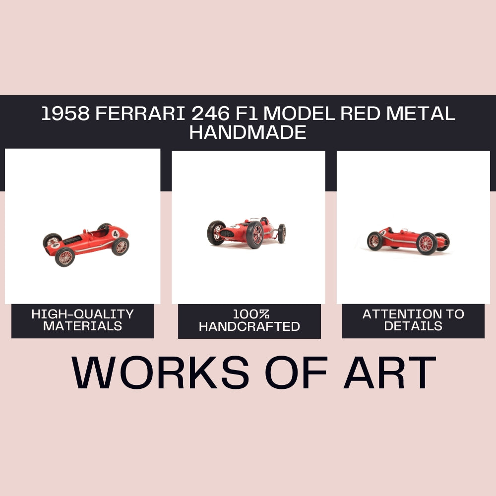 1958 Ferrari 246 F1 Model Red Metal Handmade
