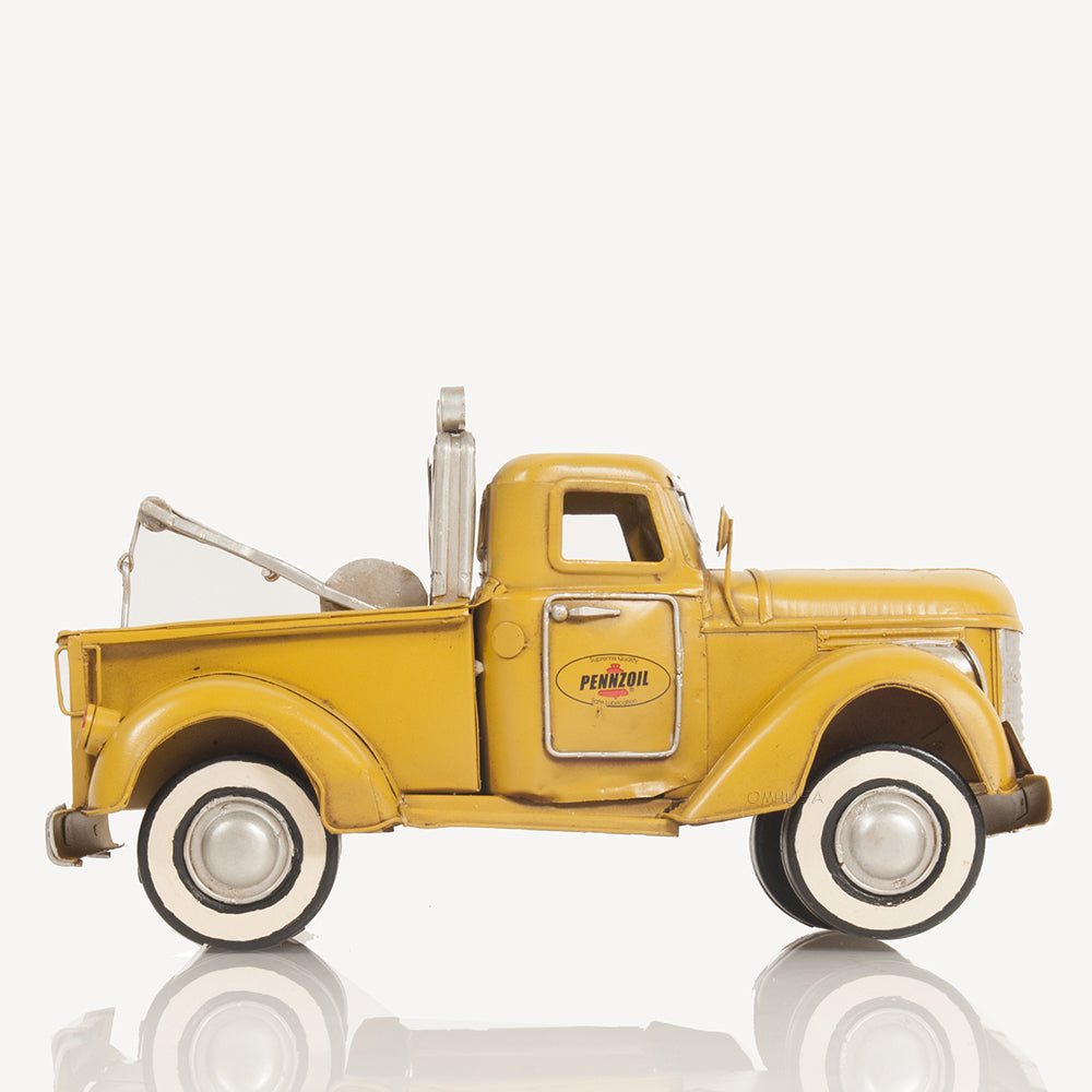 1926 Pennzoil Tow Truck Yellow Metal Handmade