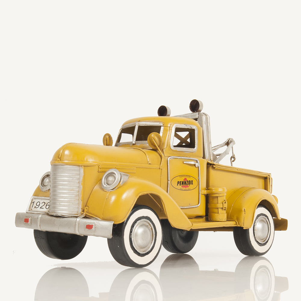 1926 Pennzoil Tow Truck Yellow Metal Handmade