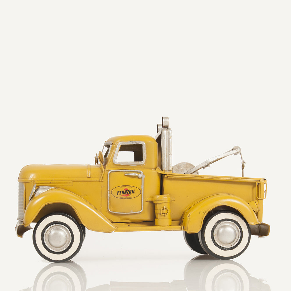 1926 Pennzoil Tow Truck Yellow Metal Handmade