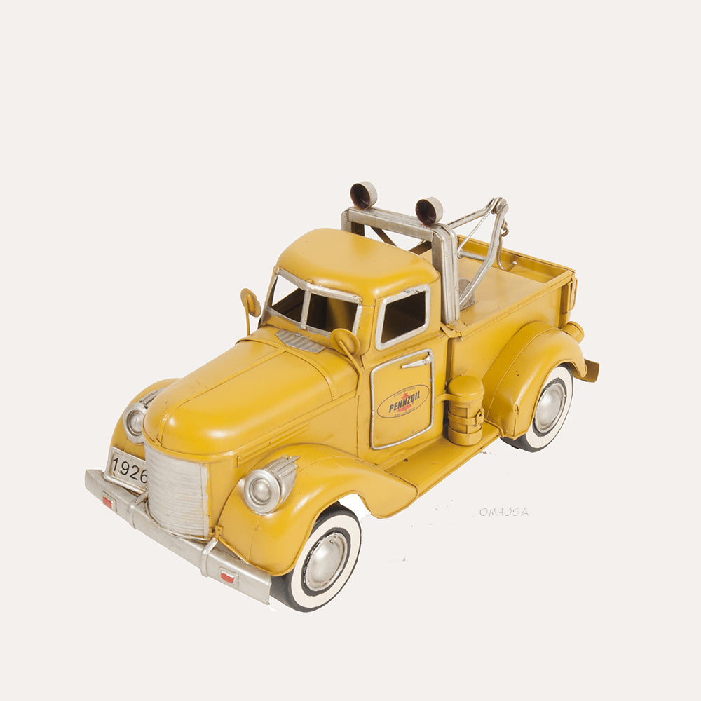 1926 Pennzoil Tow Truck Yellow Metal Handmade