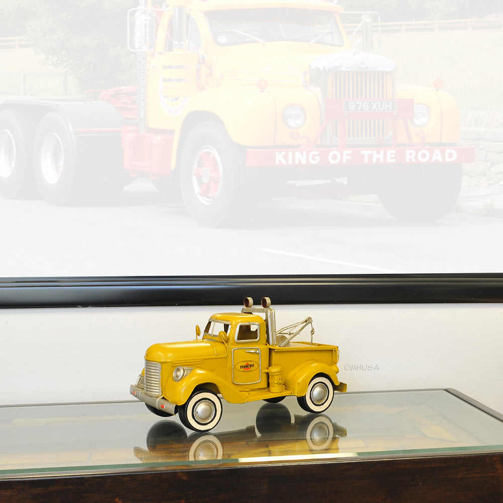 1926 Pennzoil Tow Truck Yellow Metal Handmade
