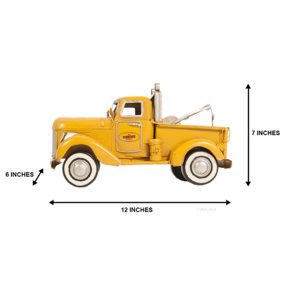 1926 Pennzoil Tow Truck Yellow Metal Handmade