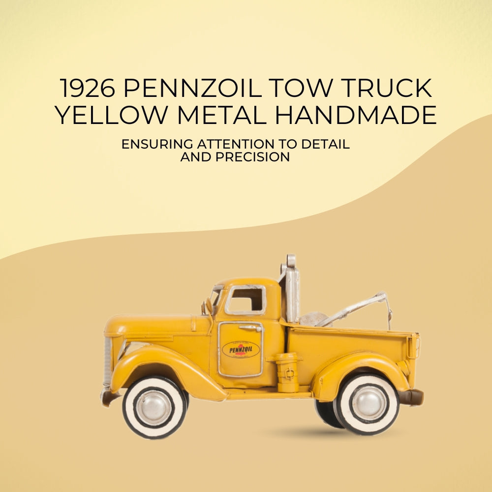 1926 Pennzoil Tow Truck Yellow Metal Handmade