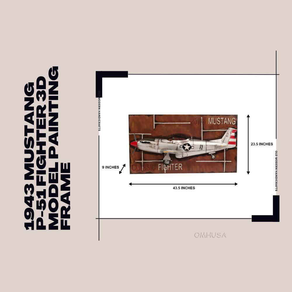 1943 Mustang P-51 Fighter 3D Model Painting Frame