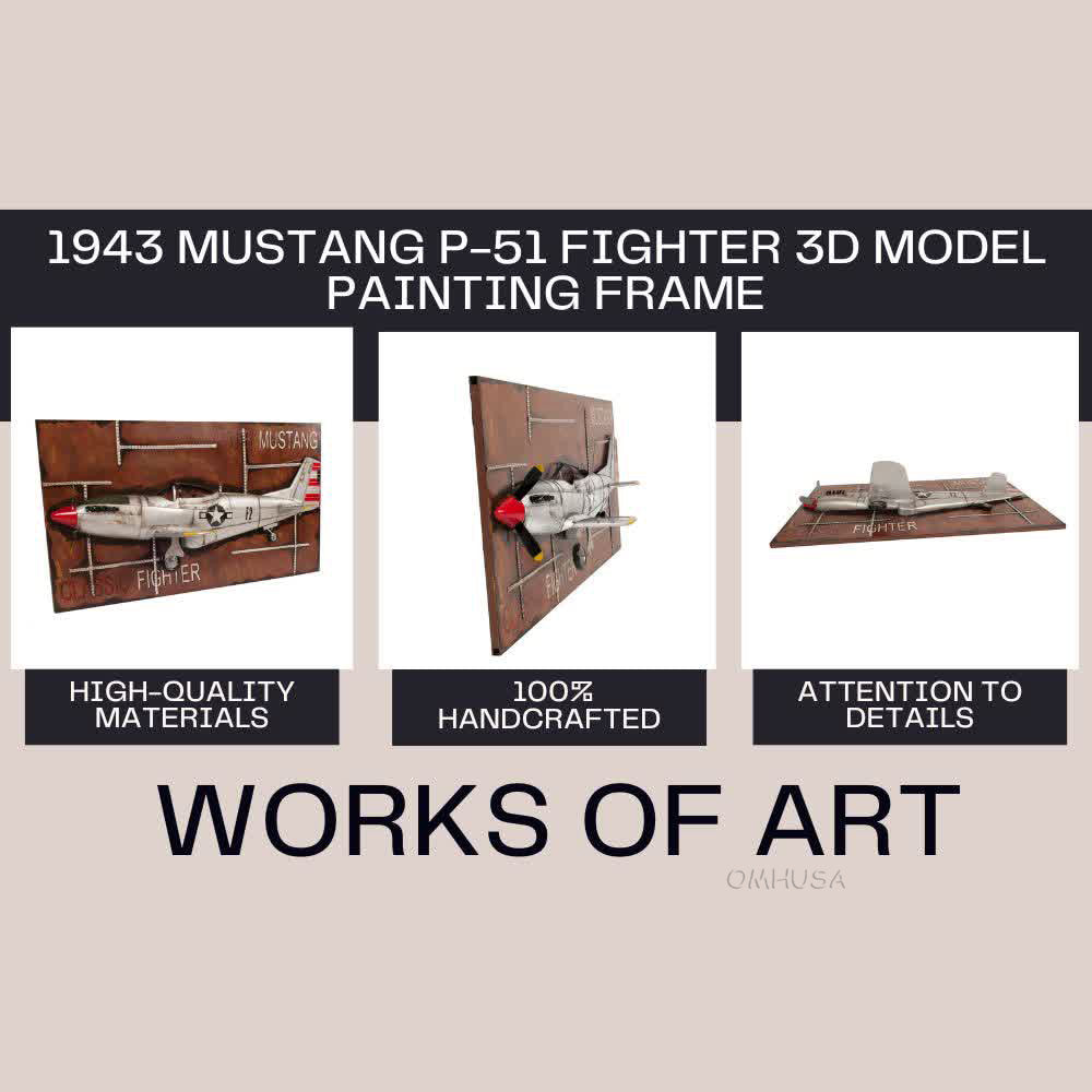 1943 Mustang P-51 Fighter 3D Model Painting Frame