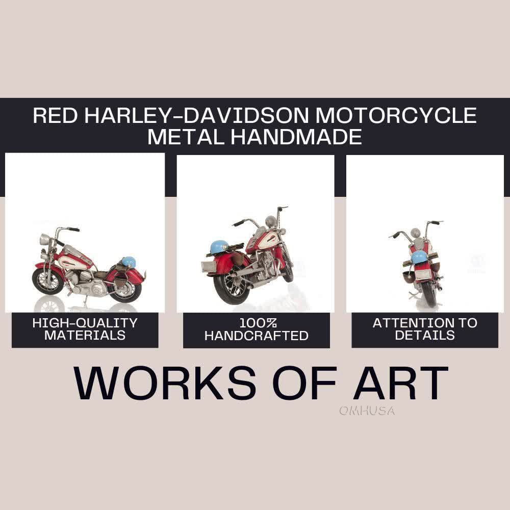 Red Harley-Davidson Motorcycle Metal Handmade