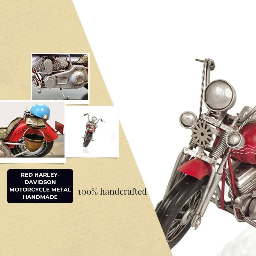 Red Harley-Davidson Motorcycle Metal Handmade