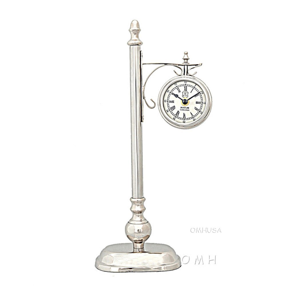 Brass/ Alum. Lamp Post Clock One Sided