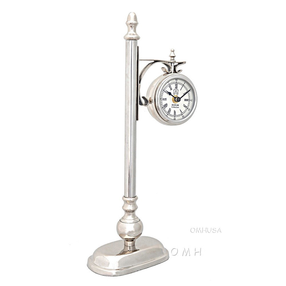 Brass/ Alum. Lamp Post Clock One Sided