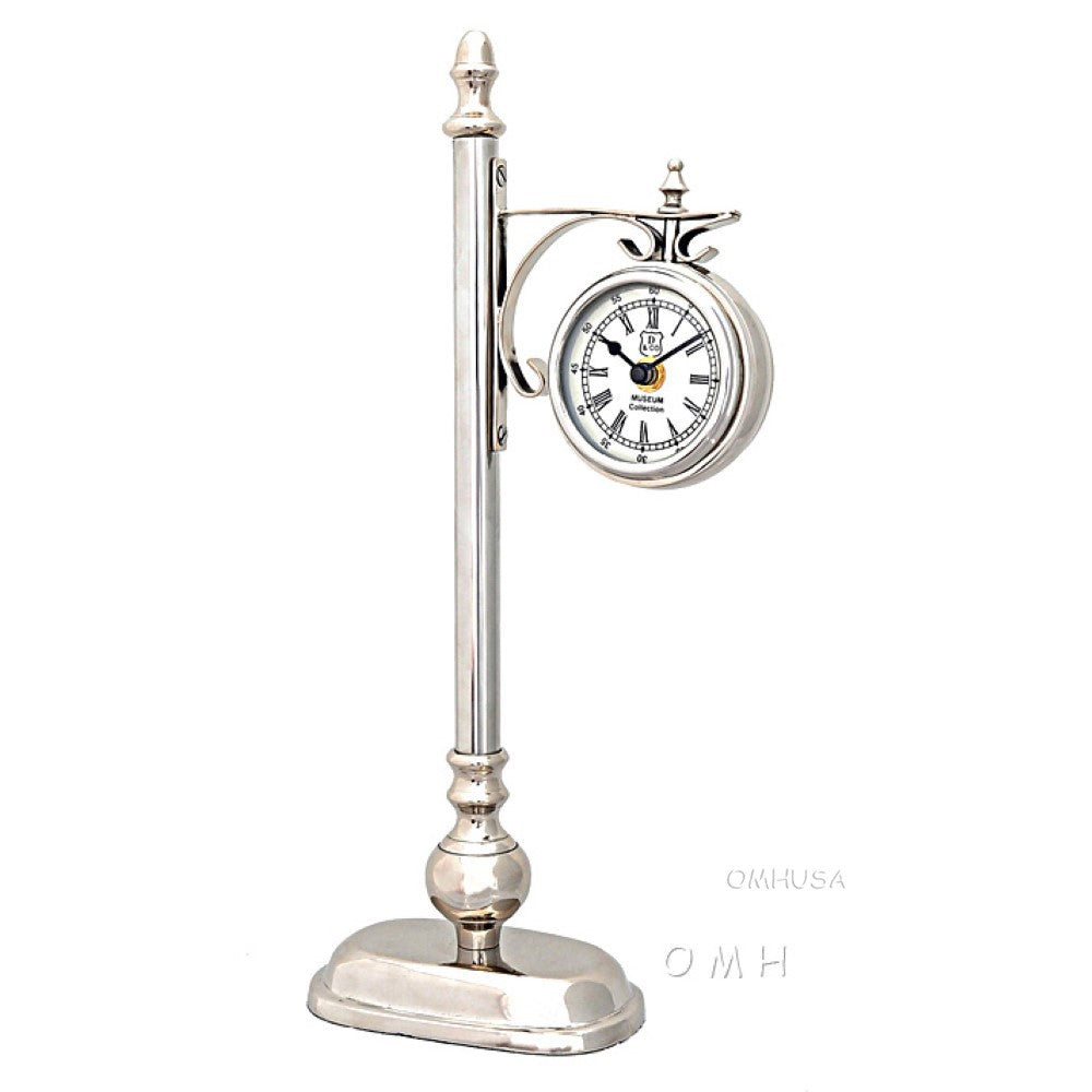 Brass/ Alum. Lamp Post Clock One Sided