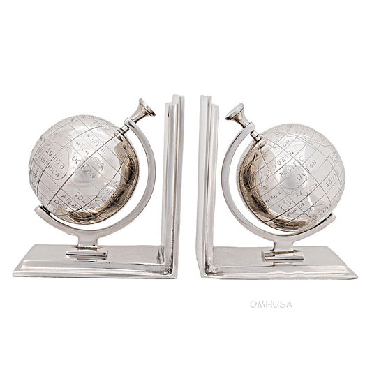 Alum Globe Bookend Set Of Two