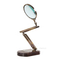 Brass Big Magnifier Glass W/ Wooden Base