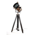 Alum/Steel Spot Light Wood Stand Textured Glass
