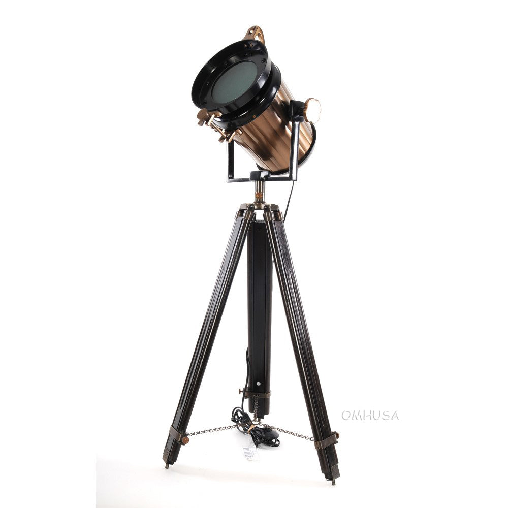 Alum/Steel Spot Light Wood Stand Textured Glass