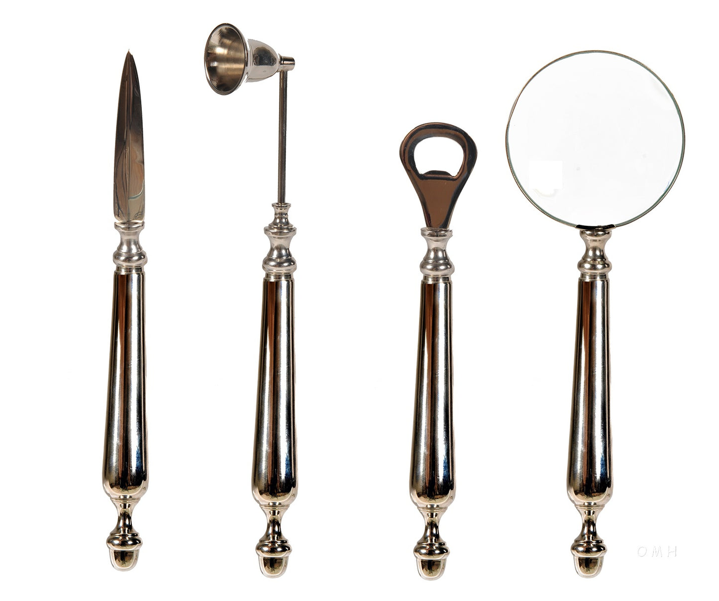 Set of 4: Magnifier Letter Opener Bottle Opener & Candle Snuffer