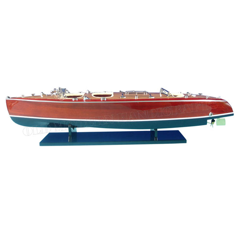 Typhoon — 1920s American Luxury Speedboat Model, Painted (33 in / 84 cm, Mirror-Finish Mahogany & Chrome)