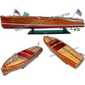 Chris-Craft Barrel Back — American Luxury Runabout Model, Medium (31.5 in / 80 cm, High-Gloss Red Cedar & Chrome)