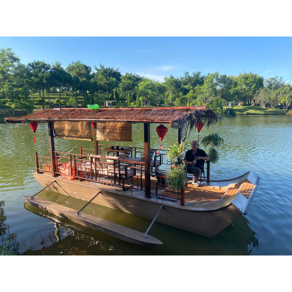 Composite gazebo houseboat with roof