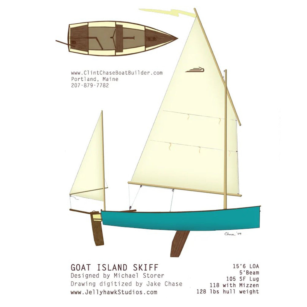 Goat Island Skiff Sailing Dinghy 15.5 Ft Custom Built Wooden Boat