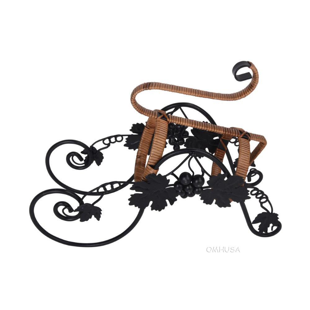 On the Vine Embellished Metal Carriage Wine Holder