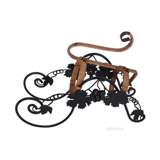On the Vine Embellished Metal Carriage Wine Holder