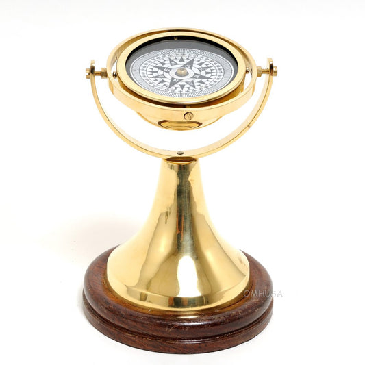 Gimbaled Compass on wood base