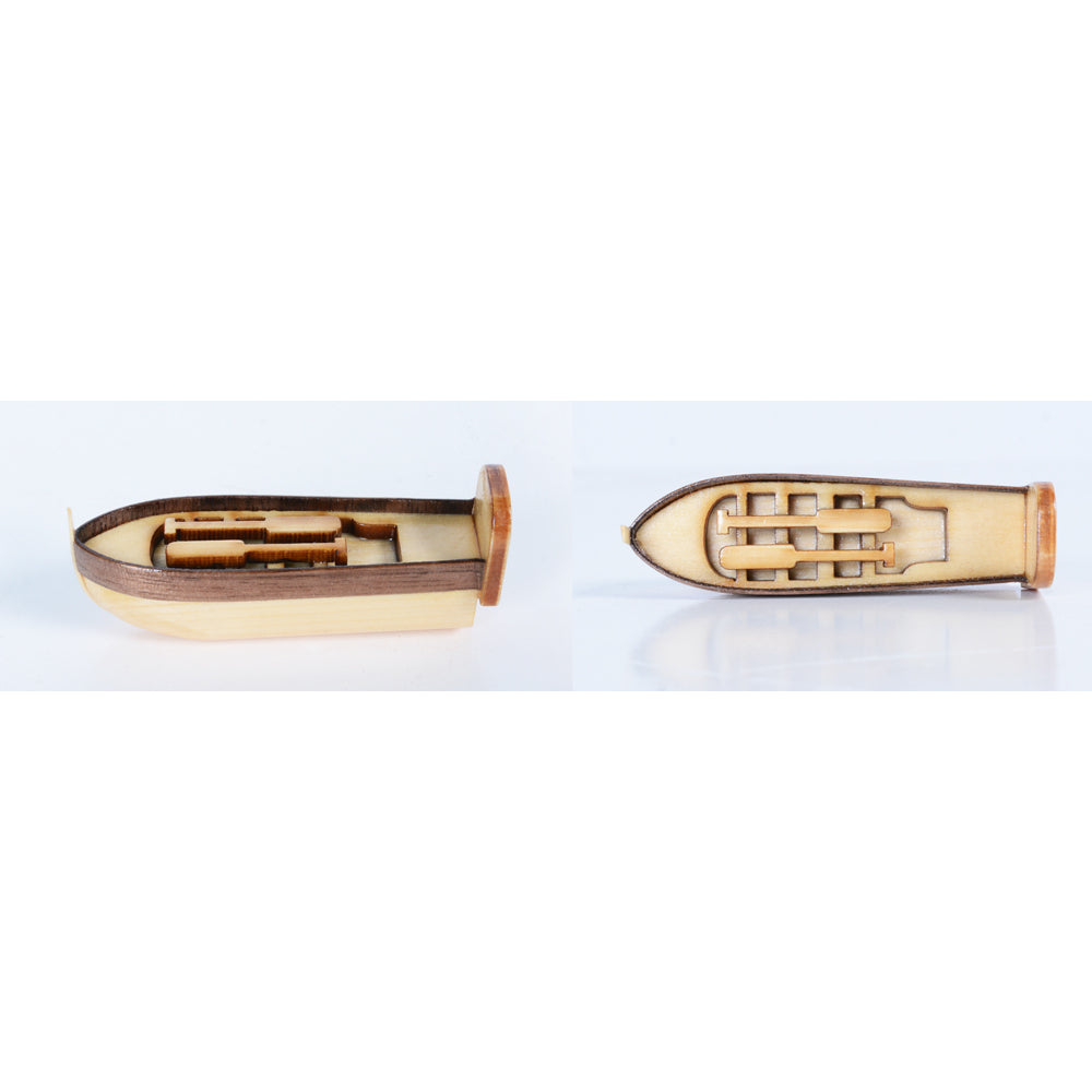 Regular wooden lifeboat with paddles medium and large