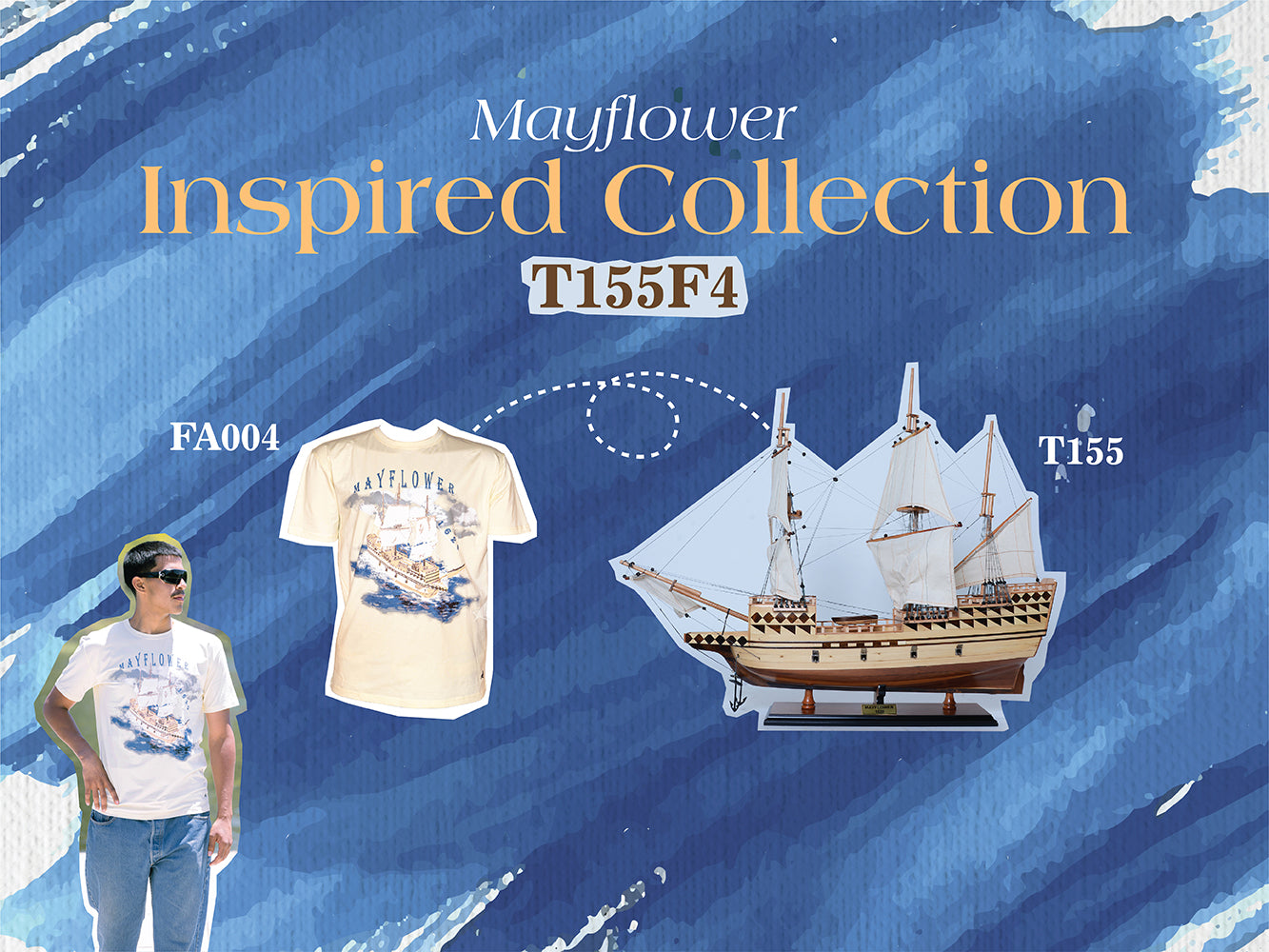 Majestic Mayflower Combo: A Model Ship and Iconic T-Shirt