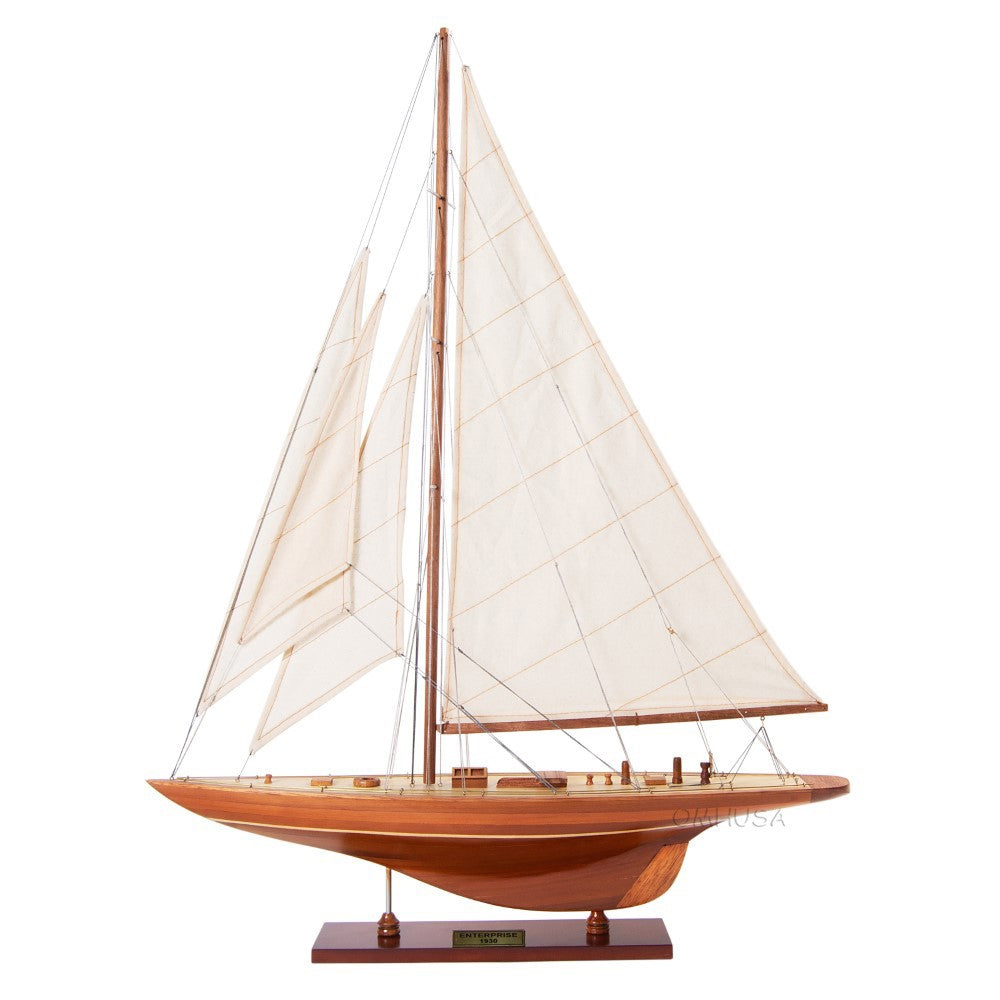 Enterprise J-Class America's Cup yacht model, mahogany and teak